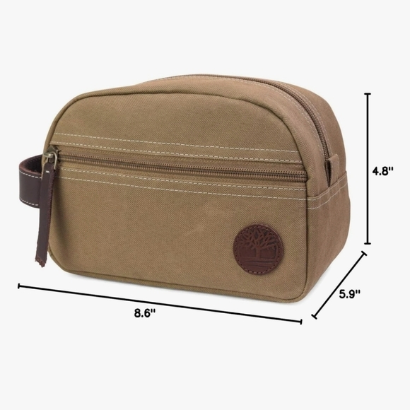 Timberland Men's Canvas Travel Kit toiletry bag organizer in khaki/brown. - Picture 2 of 6